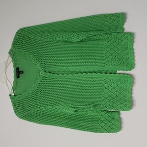 Vintage Open-knit Pointelle Green Cardigan Sweater Size‎ Small-Medium